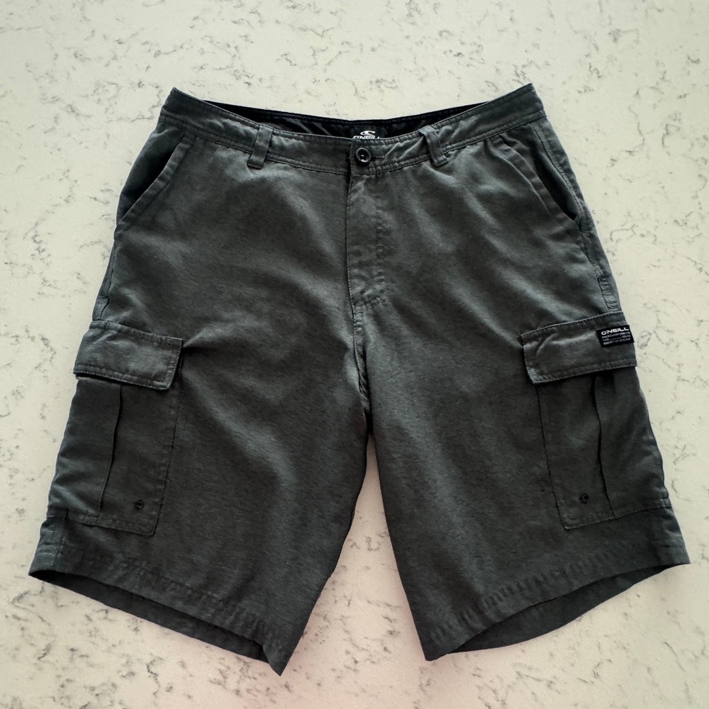 O'Neill Hybrid Cargo Shorts Mens 33 Charcoal Grey Heathered Quick Dry